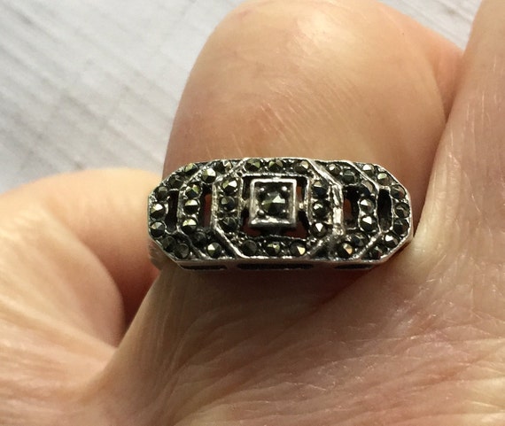 Marcasite Ring, Sparkly Ring, Deco Ring, Pave Mar… - image 5