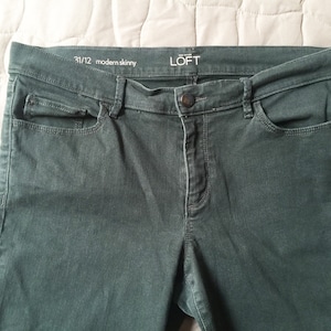 Skinny Pant, Size 12 Pant, Green Pants, Green Canvas Pant, Ann Taylor Pant, Sz 31 Pant, Casual Green Pant, Skinny Green Pant, 12 Canvas Pant