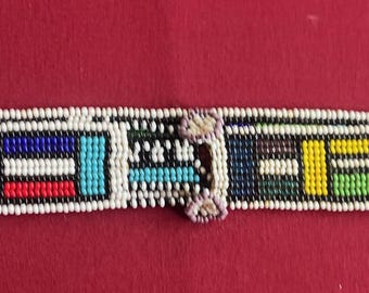 Vintage Southwestern Style Stretchy Beaded Belt W/ Diamond  display picture 2