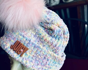 Juicy Couture Cap, Pastel Hat, Knit Hat, Designer Beanie