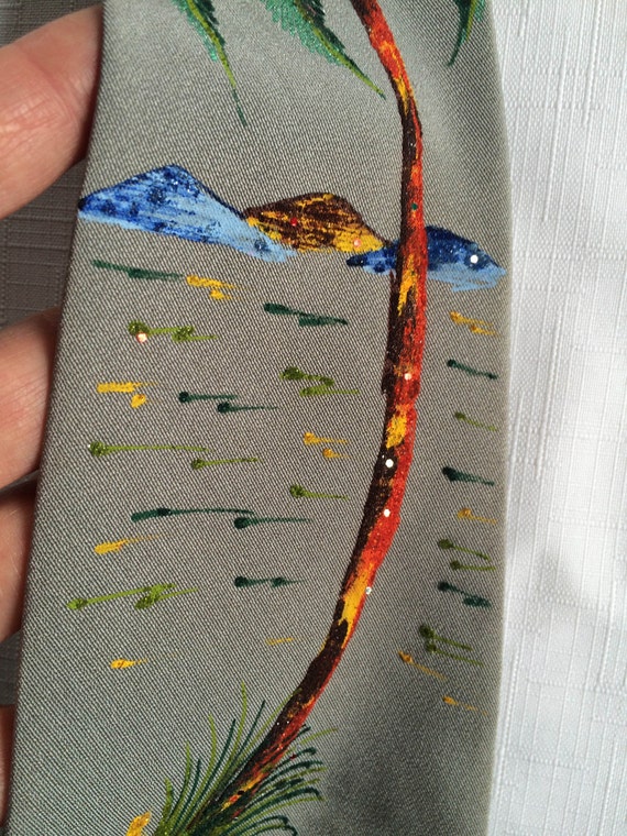 40s Necktie, Painted Necktie, Palm Tree Necktie, … - image 3