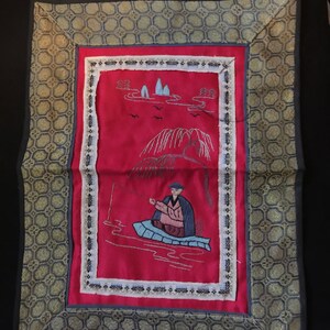 Chinese Art, Chinese Panel, Chinese Wall Art, Chinese Folk Art, Asia Wall Art, Asia Folk Art, Asia Art, Fisherman Art, Chinese Silk Panel