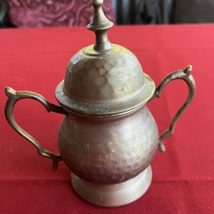 Antique Sugar Bowl, Two Handle Bowl, Retro Sugar Bowl, Metal Sugar Bowl, Pewter Sugar Bowl, Lidded Sugar Bowl, Metal Serving Bowl, Creamer