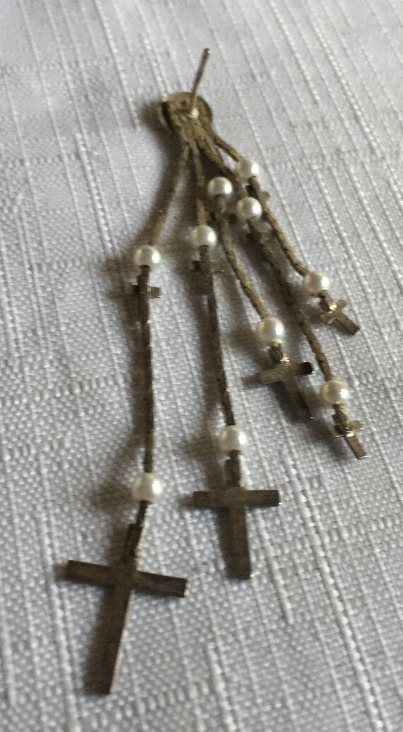 Cross Earring, Cross Drop, Cross Silver Dangle, Religious Earring, Cross Jewelry, Silver Cross Earring, Christian Earring, Christian Dangle View 3