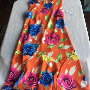 Flower Dress, Bright Dress, Size 8 Dress, Sleeveless Dress, Summer Dress, Floral Dress, Garden Party Dress, Party Dress, Spring Dress