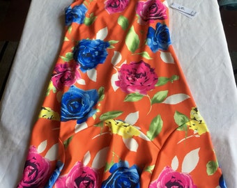 Flower Dress, Bright Dress, Size 8 Dress, Sleeveless Dress, Summer Dress, Floral Dress, Garden Party Dress, Party Dress, Spring Dress