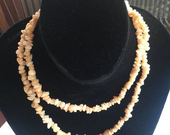 Pink Nugget Necklace, Pink Rock Necklace, Peach Beads, Peach Necklace, Apricot Necklace, Beige Necklace, Tan Necklace, Beach Necklace, Beads