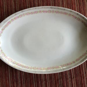 Weimar Platter, German Platter, White China Platter, Rose Platter, Gold Edge Platter, Antique Platter, White Pink Platter, Rose Edge Platter