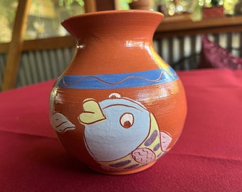 Fish Vase, Art Vase, Terra Cotta Vase, Rust Vase, Fish Art, Southwestern Vase, Pottery Vase, Artisan Vase, Hand Thrown Vase, Fish Decor