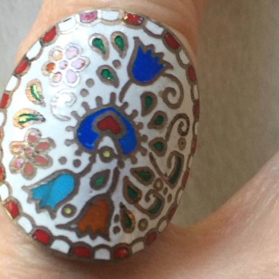 Enamel Ring, One Size Ring, Multi Color Ring, Adj… - image 9