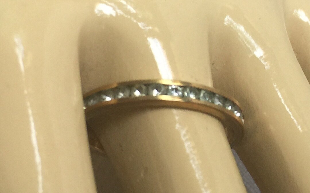 Gold Rhinestone Ring, Rhinestone Ring, Gold Band, Simple Rhinestone ...