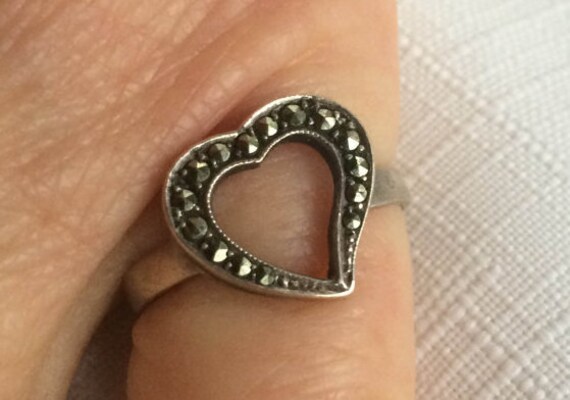 Marcasite Ring, Marcasite Heart Ring, Heart Ring,… - image 1