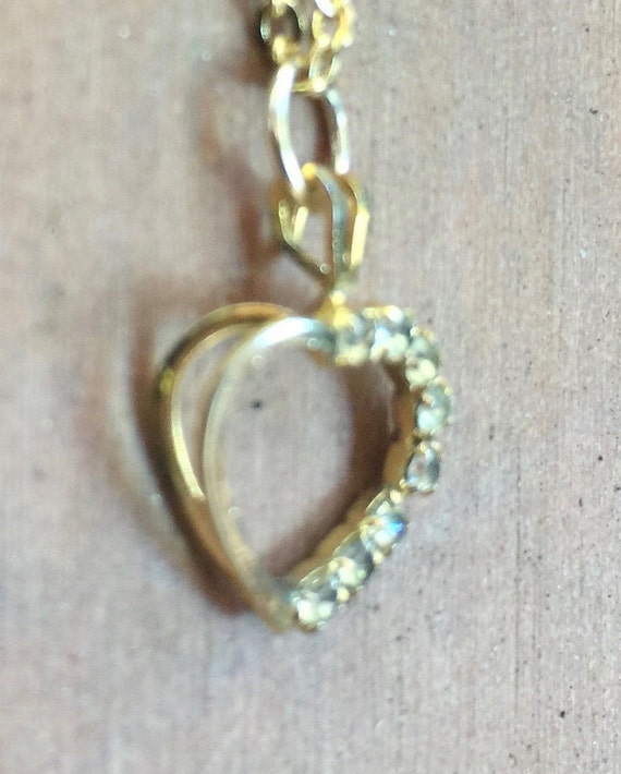 Gold Heart Pendant, Zirconia Pendant, Heart Penda… - image 7