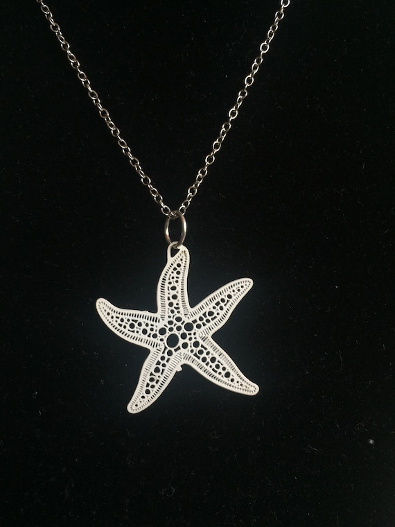 Starfish Necklace, Starfish Pendant, White Necklac