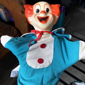 Bozo Puppet, Retro Puppet, Bozo Clown, 50s Puppet, Clown Puppet, Hand Puppet, Glove Puppet, Rare Puppet, TV Show Puppet, Century Puppet