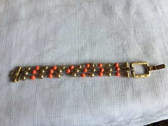 Orange Bead Bracelet, 60s Bracelet, 60s Bead Brac… - image 4