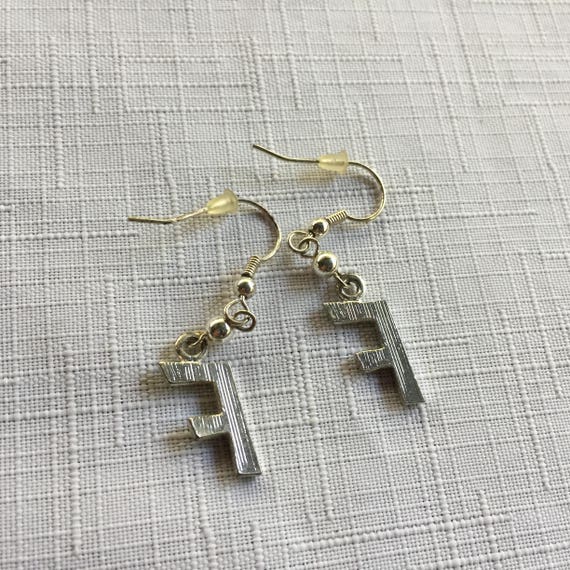 Initial Earring, Green Earring, Enamel Initial Ea… - image 5