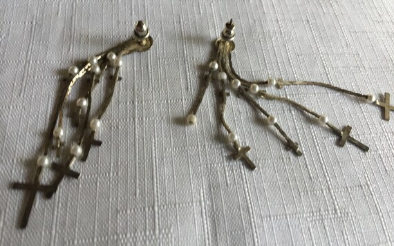 Cross Earring, Cross Drop, Cross Silver Dangle, Religious Earring, Cross Jewelry, Silver Cross Earring, Christian Earring, Christian Dangle View 2