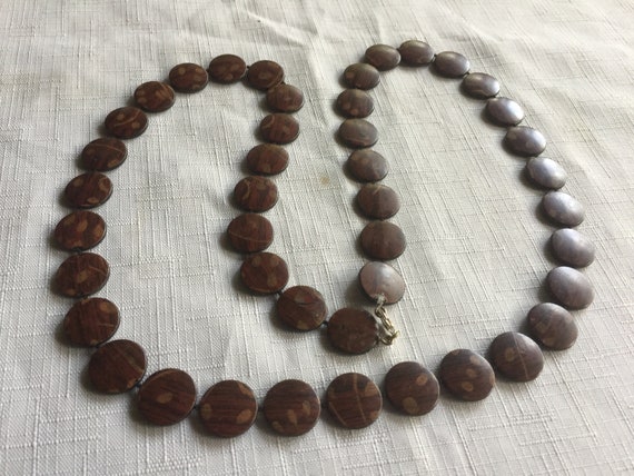 Brown Bead, Brown Necklace, Wood Beads, Long Brow… - image 3