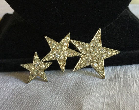 Rhinestone Star Pin, Star Brooch,Star Pin,Three St
