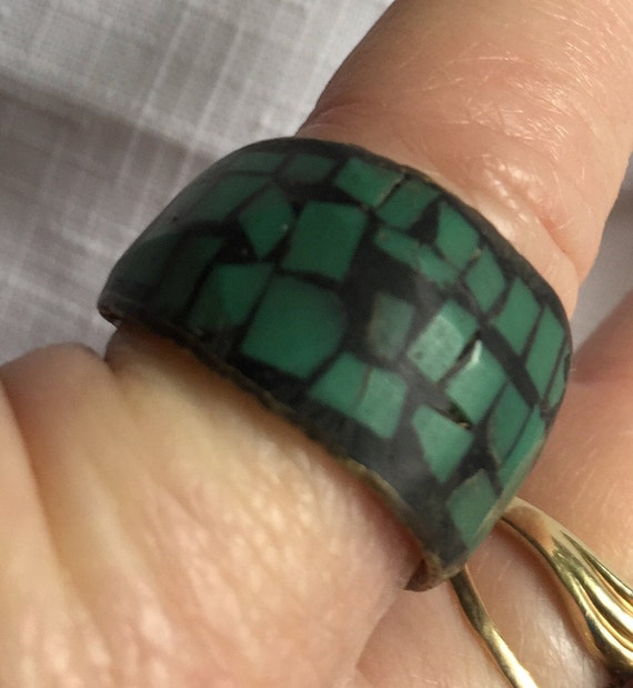 Aqua Metal Ring, Faux Turquoise Ring, Metal Ring, 