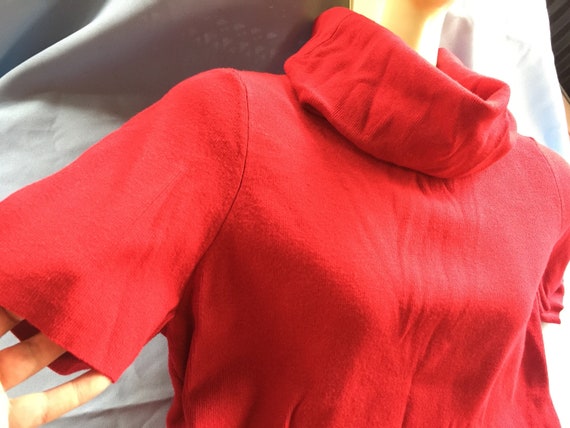 Red Top, Short Sleeve Red Top, Red Blouse, Red Kn… - image 1