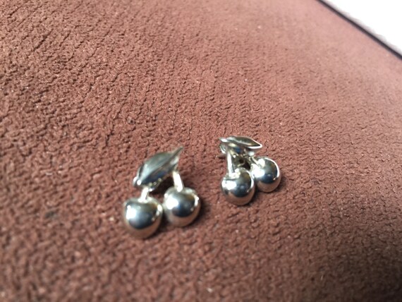 Cherry Stud, Silver Stud, Cherry Earring, Silver … - image 6