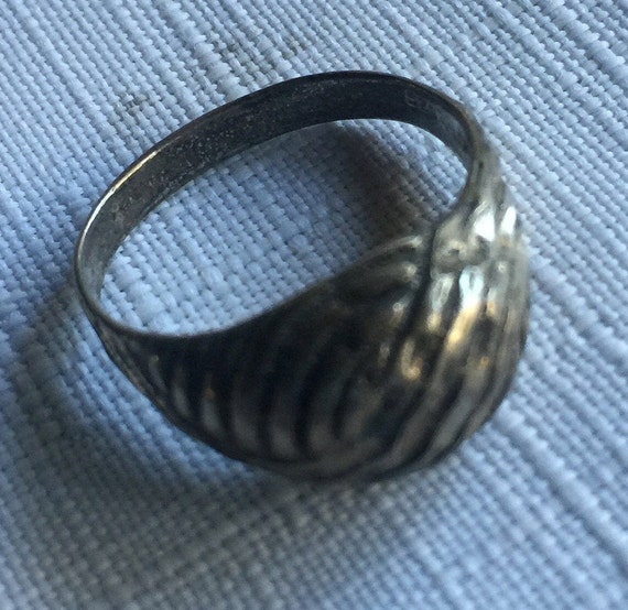 Silver Ring, Silver Band, Etched Silver Ring, Hammered Silver Ring, Unisex Ring, Minimal Silver Ring, Etched Silver Band, Silver Dome Ring View 3
