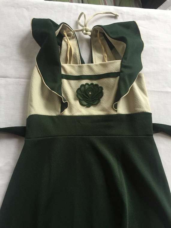 70s Long Dress, Long Green Dress, Sleeveless Long