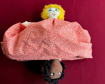 Topsy Turvy Doll, Reversible Doll, Black Doll, Blonde Doll, Racial Art, Collectible Doll, Racial doll, African Doll, Race Toy, America Doll