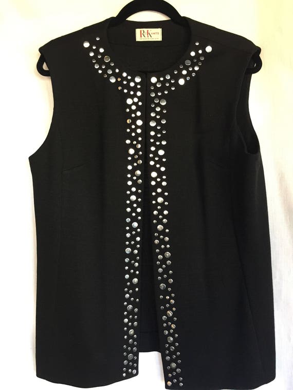 60s Vest, Mod Vest,Black Vest, Black Stud Vest,Bla