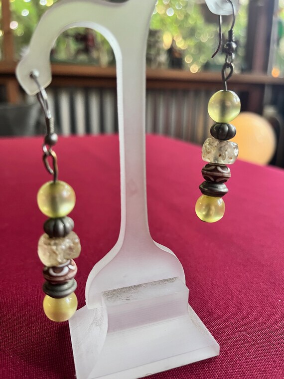 Beaded Dangle, Earthtone Dangle, Ancient Earring,… - image 1