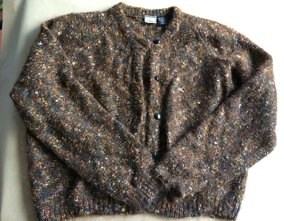 Brown Sweater, Mohair Sweater,Women Cardigan,Large