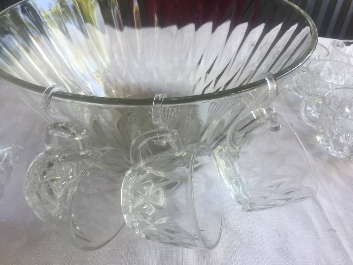 Punch Bowl Set Retro Party Bridal Shower Decor Punch Bowl Etsy