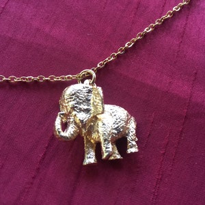 Elephant Necklace, Elephant Pendant, Gold Elephant, Gold Pendant, Animal Pendant, Elephant Jewelry, Jungle Pendant, Animal Necklace, Jungle