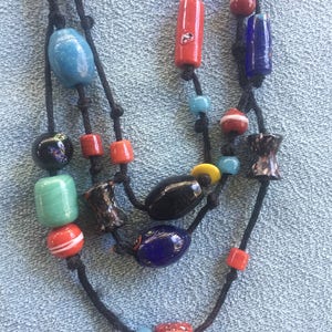 Multi Color Necklace, Glass Necklace, Rustic Necklace, Colorful Necklace, Glass Bead Necklace, Chunky Necklace, Boho Necklace, Rustic Beads