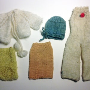 Knit Doll Clothes, 12 Inch Doll Clothes, Doll Jumpsuit, Doll Clothes, Handknit Doll Dress, Doll Outfit, Doll Cardigan, Retro Doll Clothes,