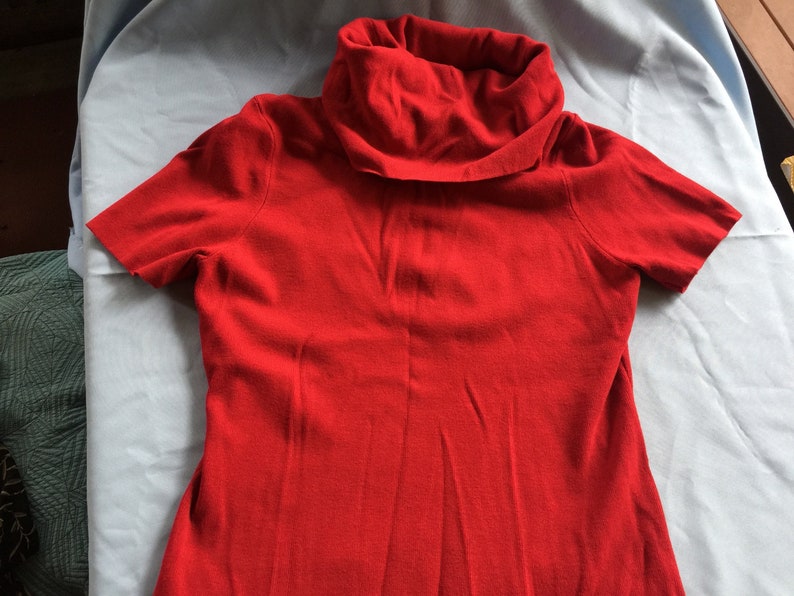 Red Top, Short Sleeve Red Top, Red Blouse, Red Knit Top, Red Turtle Neck, Red Turtleneck, XL Sweater, Red Sweater, Red Pullover, XL Knit Top image 10
