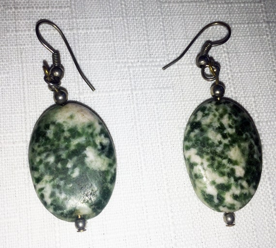 Green Stone Earring, Green Stone Drop, Green Ston… - image 2