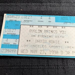 David Bowie, Rock Ephemera, Los Lobos Geschenk, Rock Roll, Bowie Ticket, Schulfisch, Los Lobos, Bowie Geschenk, Konzertkarte, Los Angeles Konzert