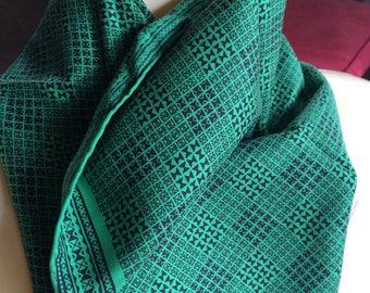 Green Scarf, Green Italy Scarf, Green Black Scarf, Green Print Scarf, Green Pattern Scarf, Retro Green Scarf, 60s Green Scarf, Chic Scarf