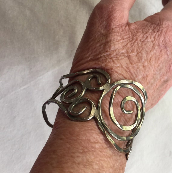 Hammer Silver Cuff, Silver Cuff, Primitive Bracel… - image 10