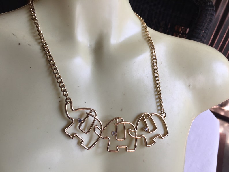 Elephant Pendant, Elephant Necklace, Elephant Jewelry, Elephant Bib, 80 Bib Necklace, 80 Necklace, 90s Necklace, Animal Bib, Animal Necklace image 6