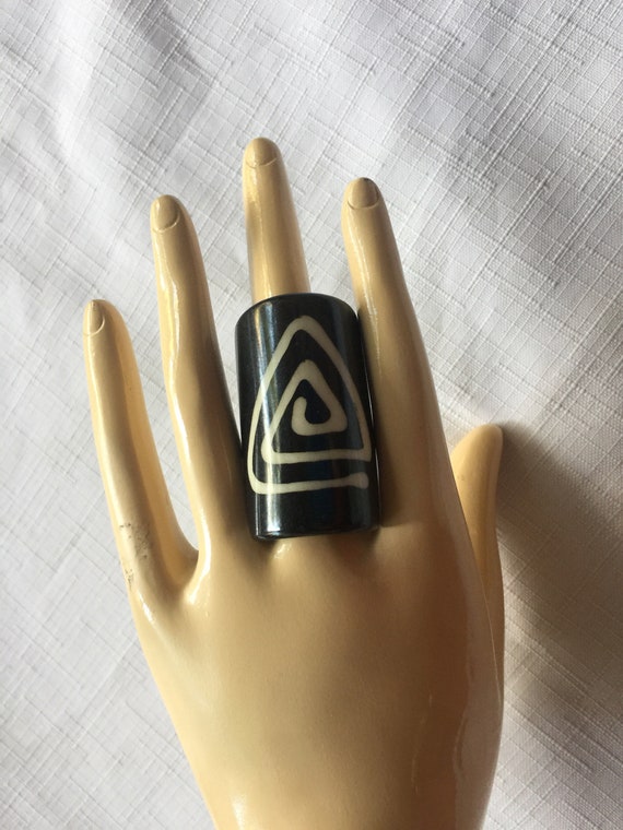 Huge Ring, Big Black Ring, Statement Ring, Abstra… - image 5