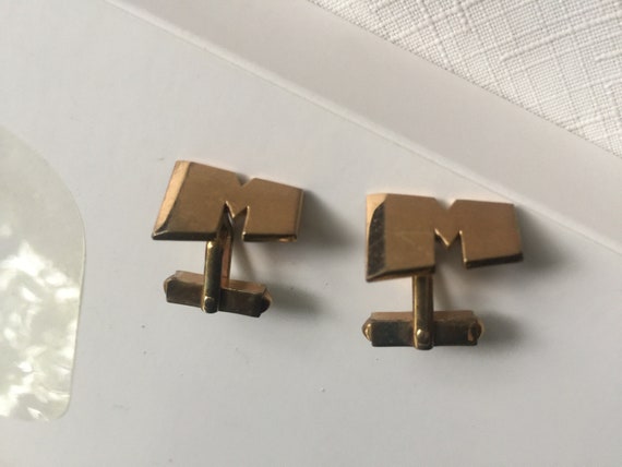 Initial M Cufflink, Initial M Cuff Link, M Cuffli… - image 2