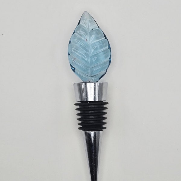 Blown Glass Leaf Winestopper - Handmade Glass bottle stopper - Artistic Bottle Cork