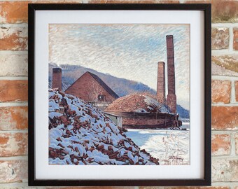 Giclée - City of Hamilton, &quot;Century Brick, February Afternoon&quot;, Hamilton, Ontario Wall Art, Home Decor, Painting Print