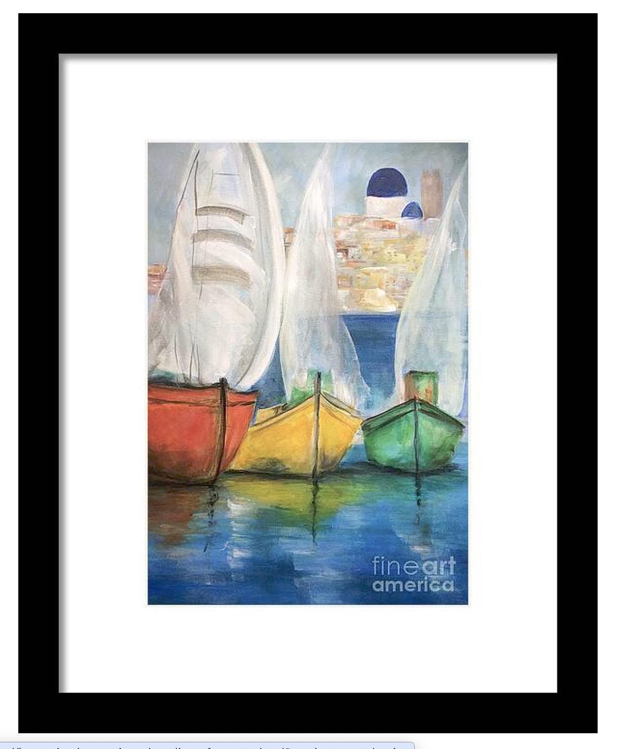 ヨットハーバーのアートプリント、海岸の絵画、新築祝いのギフト