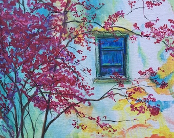 Bougainvillea and Blue Shutter