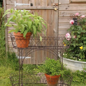 Wire Metal Vintage Victorian Style Two Tier Planter, Plant Stand, Jardiniere.